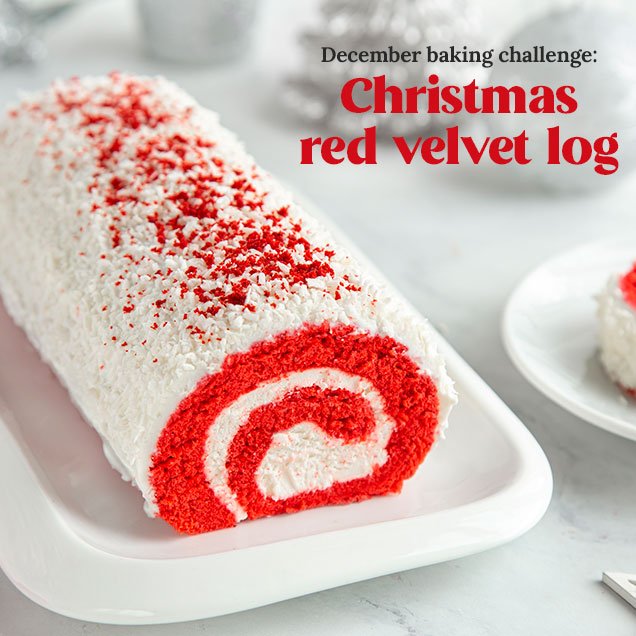 December baking chllenge: Christmas red velvet log